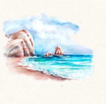 Costa al tramonto, acquarello